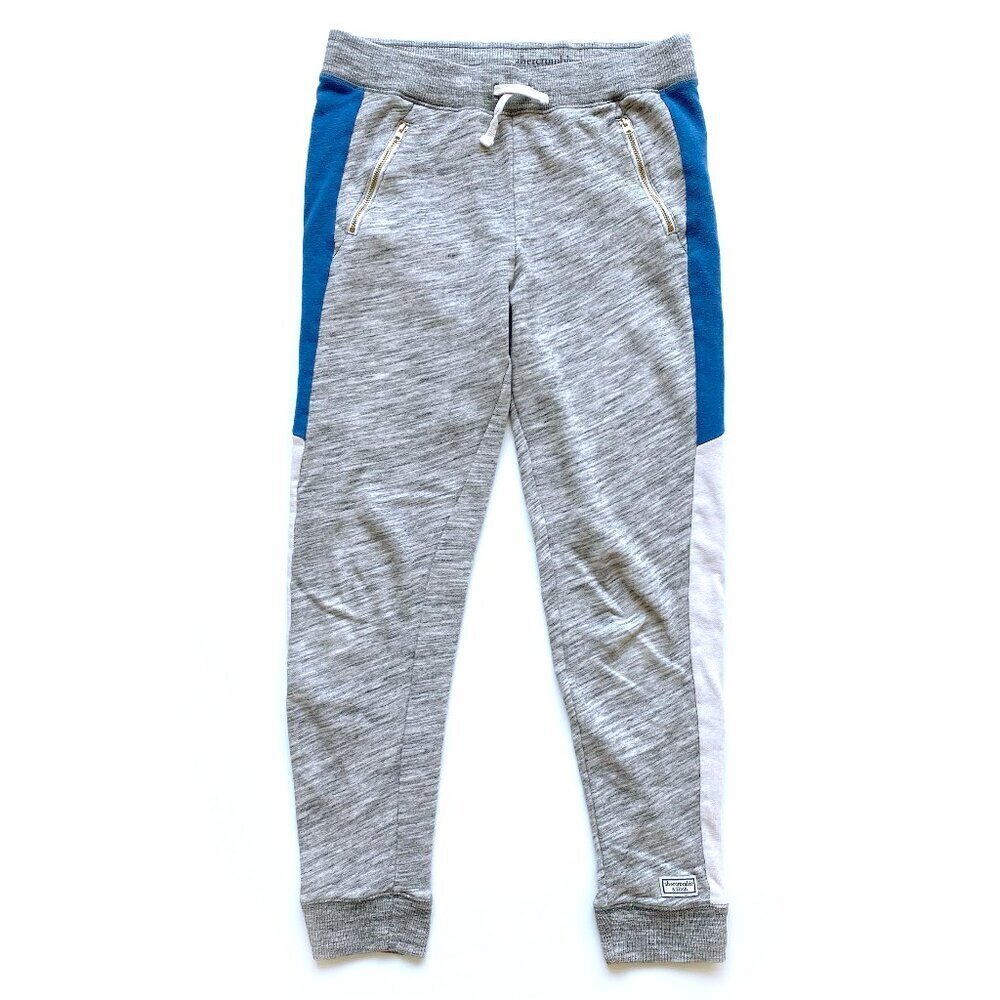 Abercrombie Kids Girls Gray Joggers Blue Side Stripe 13/14